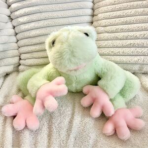 FAO Schwarz Vintage Plush Frog Mint Green and Pink - Stuffed Tree Frog